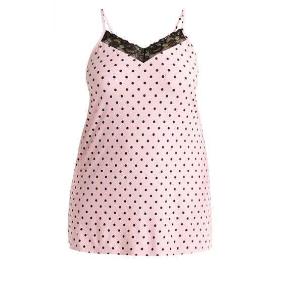 Joyspun Women’s Dreamy Soft Collection Pink Black Lace Chemise Nightgown Plus 3X - Picture 2 of 10